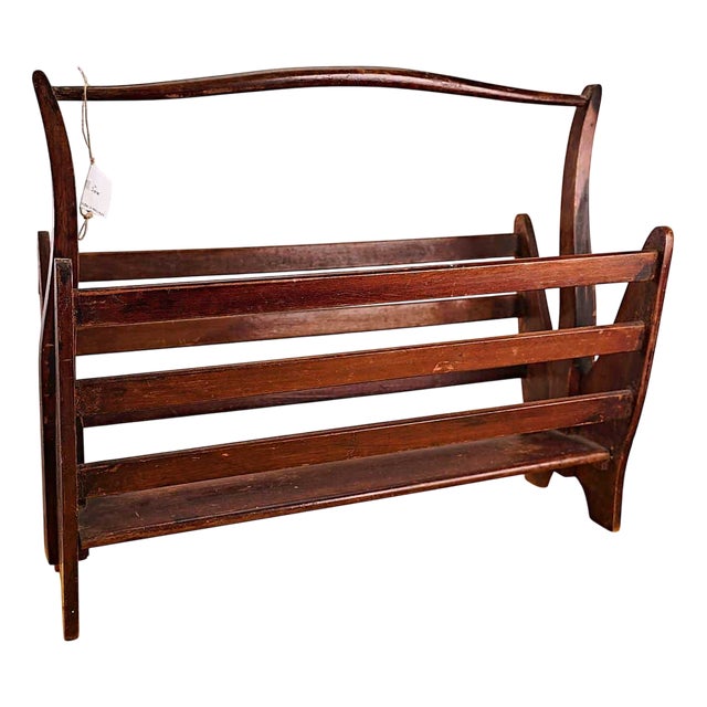 Vintage Wooden Magazine Rack, 1950s For Sale