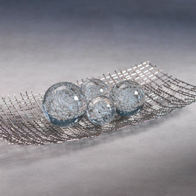 Art Deco 3-Inch Crystal Fill Ball with Bubbles, Set of 4 For Sale - Image 3 of 4