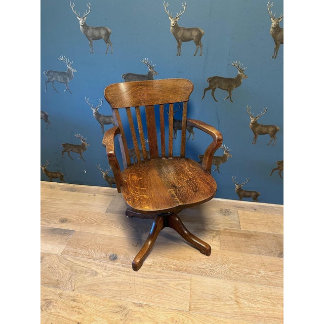 Antique Oak Office Chair, 1890s For Sale - Image 6 of 8