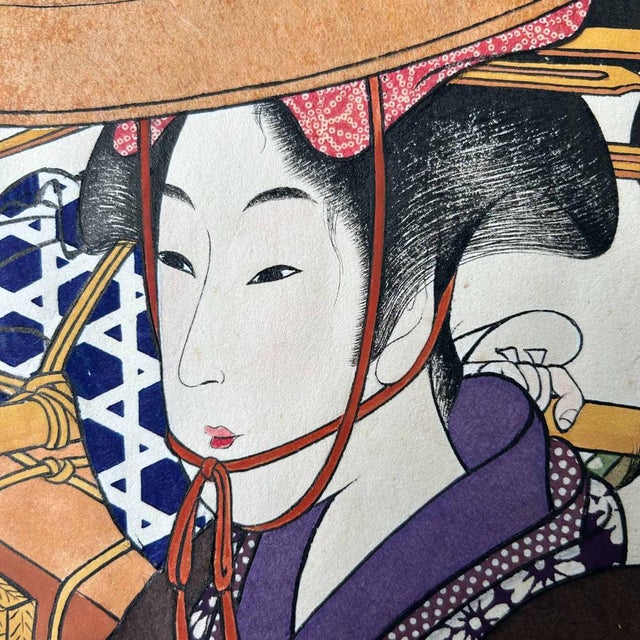 Katsushika Orita, Geisha with Maiko, 1940s, Gouache For Sale - Image 3 of 11