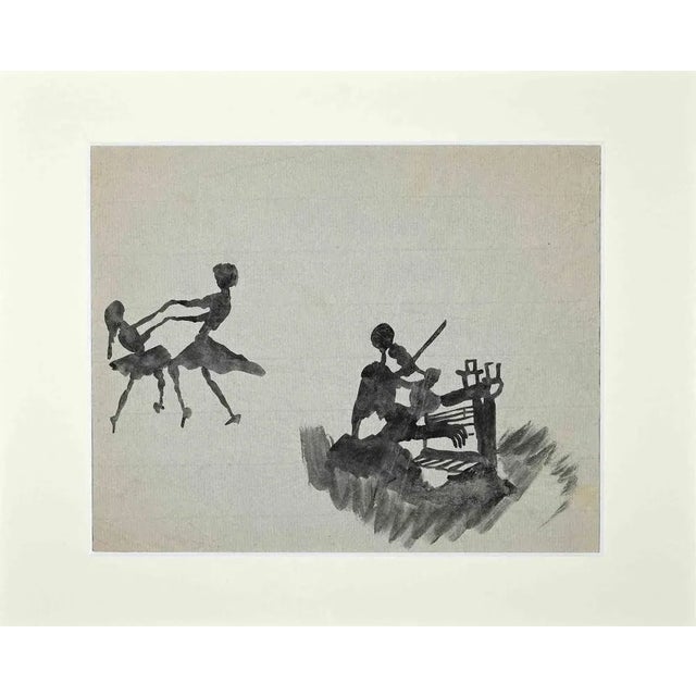 Modern Mino Maccari, The Dance, Original Watercolor, Mid-20th Century For Sale - Image 3 of 3