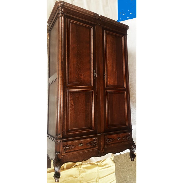 Antique Louis XV Rocaille Style Oak Wardrobe, 1900s For Sale - Image 14 of 18