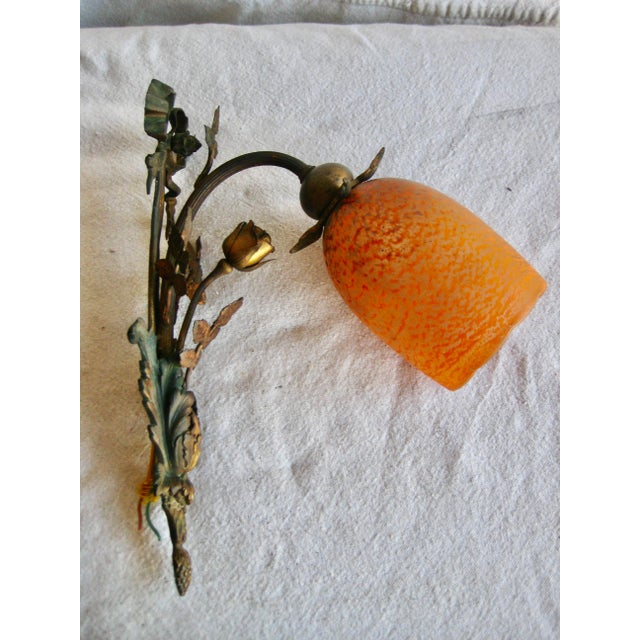 Early 20th Century Early 20th Century French Art Nouveau Floral Pair Sconces - a Pair For Sale - Image 5 of 10