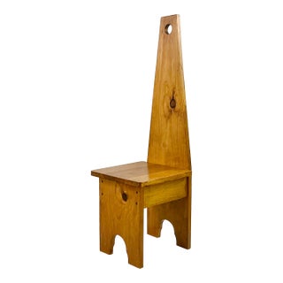 1980s Vintage Child-Size Folk Art Brutalist Gustavian Pine Side Chair For Sale