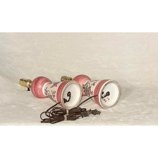 Ceramic Pair Vintage Italian Art Sgraffito Pottery Table Lamps by Fratelli Fanciullacci, 1950s-1960s For Sale - Image 7 of 12