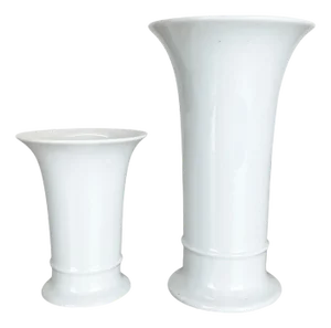 Op Art German White Porcelain Vases by Ak Kaiser, 1970s, Set of 2