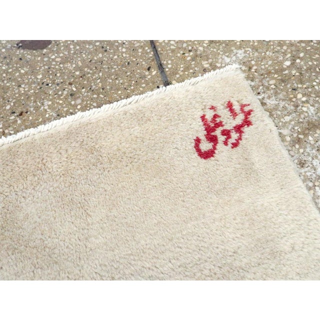 Cream Galerie Shabab Collection Mid-20th Century Handmade Persian Art Deco Paisley Scatter Rug in Cream and Red For Sale - Image 8 of 10