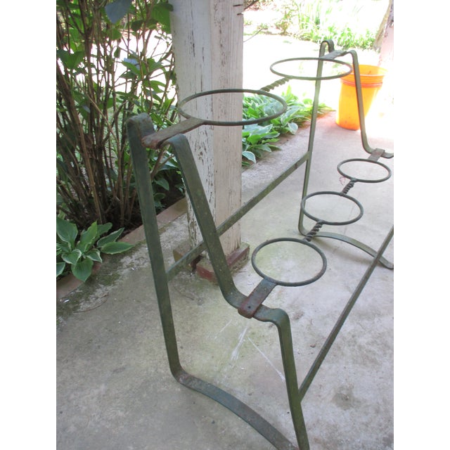 Antique French Victorian Wrought Iron Rare Two Tier 5 Pot Planter For Sale - Image 4 of 7