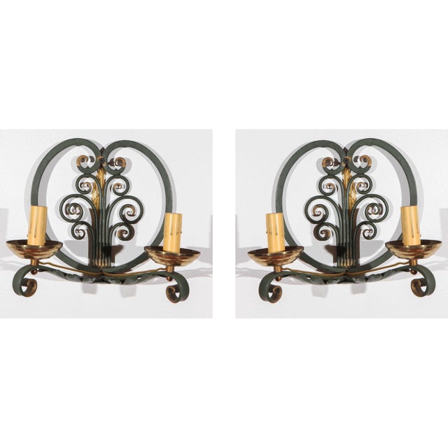 1940s French Moderne Double Candelabra Sconces - a Pair For Sale - Image 9 of 9