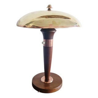 Art Deco Articulated Lamp in Mahogany and Brass, 1930 For Sale