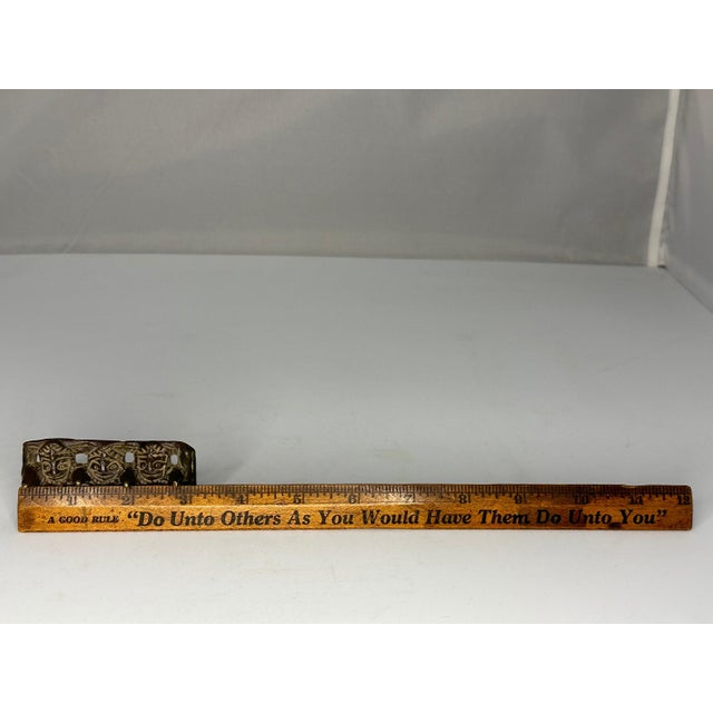 Ming Dynasty Chinese Bronze Brush Rest: Scholars Openwork Relief For Sale - Image 10 of 10