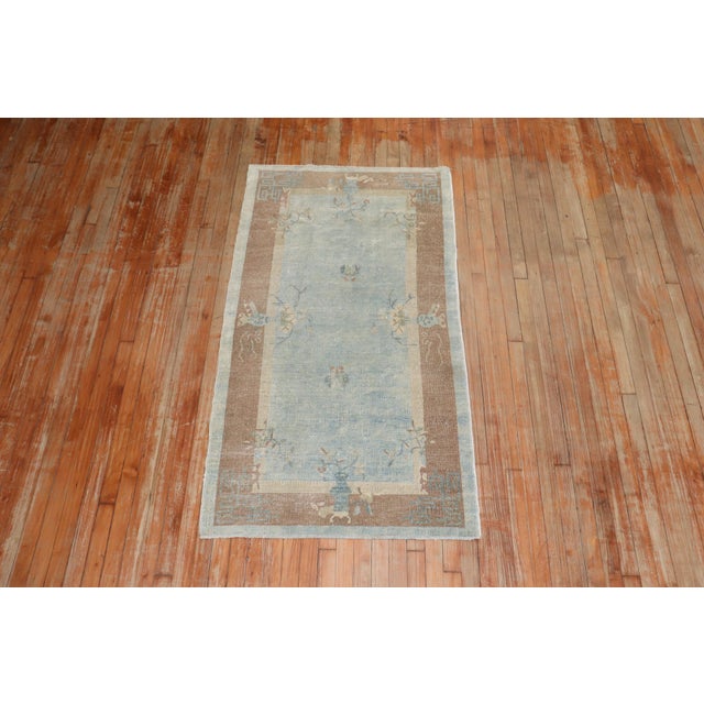 Early 20th Century Pair of Soft Blue Chinese Art Deco Rugs, 3' X 5'10'' For Sale - Image 5 of 13