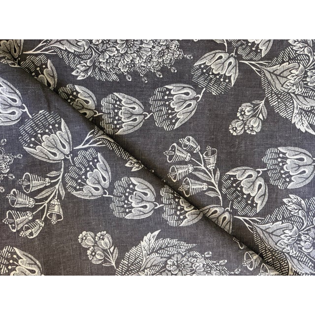 2020s Rose Cumming’s Bellflower 100% Linen Fabric in Walnut 5 5/8 Yards For Sale - Image 5 of 8