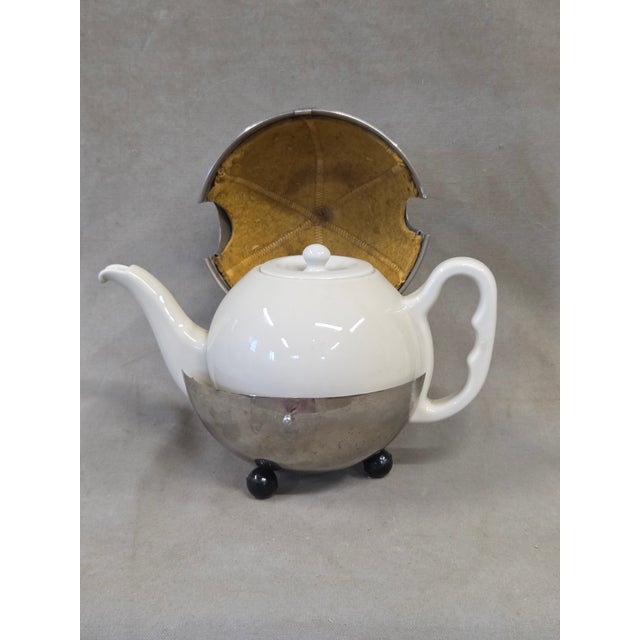 Art Deco Vintage Art Deco Furstenberg Bavarian Tea Pot W/ Insulated Stainless Steel Cozy For Sale - Image 3 of 12