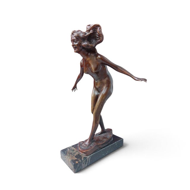 French School, Nude Sculpture, 1910, Bronze and Marble For Sale - Image 3 of 15