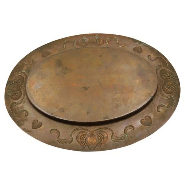 English Antique English Arts & Crafts Handmade Copper Tray For Sale - Image 3 of 4