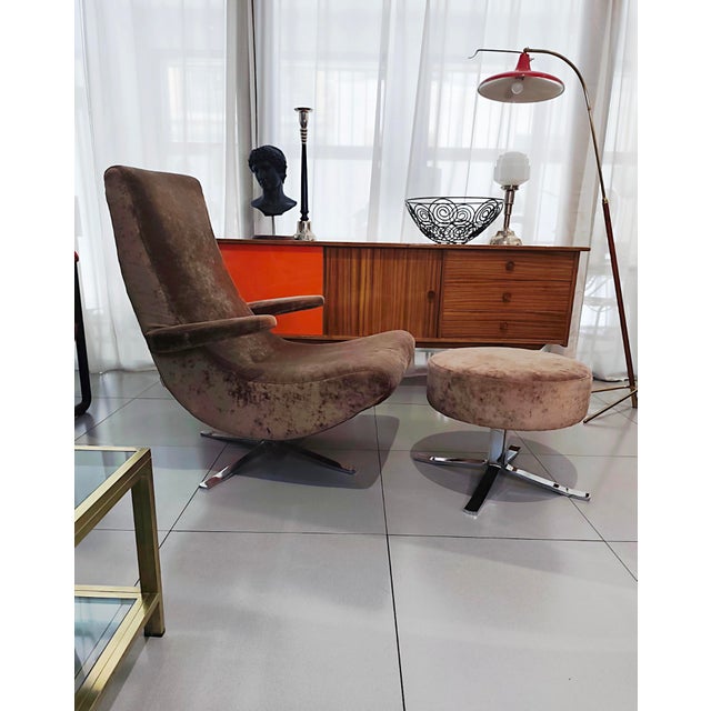 Set of Vintage Fama Lounge Chair and Ottoman, 1990s For Sale - Image 4 of 12