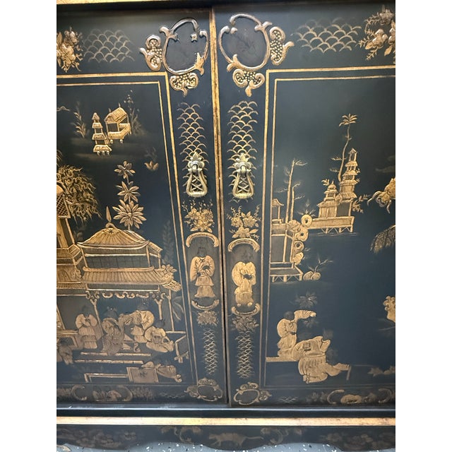 Wood Late 20th Century Chelsea House Chinoiserie Two Door Cabinet For Sale - Image 7 of 11