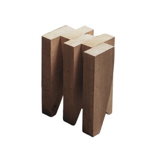 Brutalist Wooden Stool from Frits Jeuris For Sale