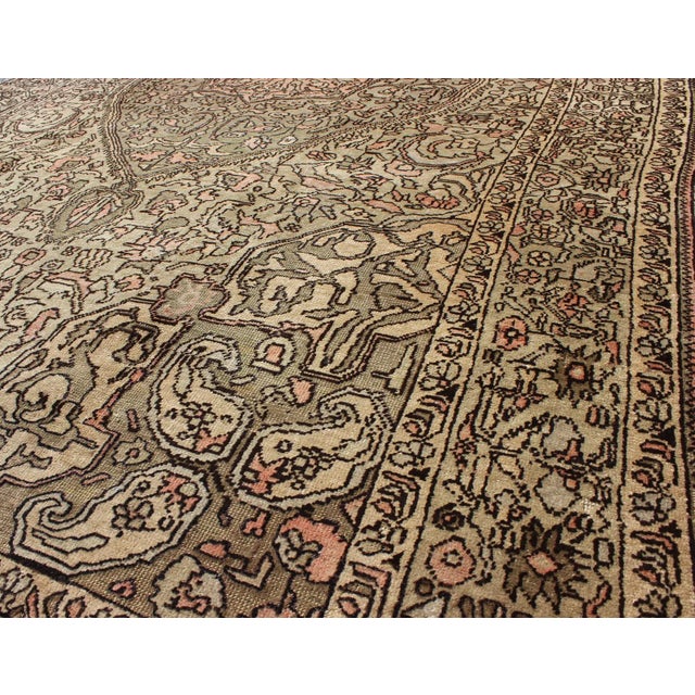 Textile Vintage Turkish Sivas With Floral Central Medallion in Coral and Earthy Tones For Sale - Image 7 of 9
