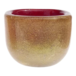 Murano Seguso Vetri d'Arte Poli 1939 Red Gold Flecks Italian Art Deco Glass Dish Bowl - As Is