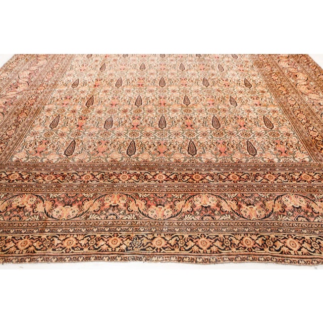 Beige Authentic Persian Khorassan Handmade Wool Carpet For Sale - Image 8 of 8
