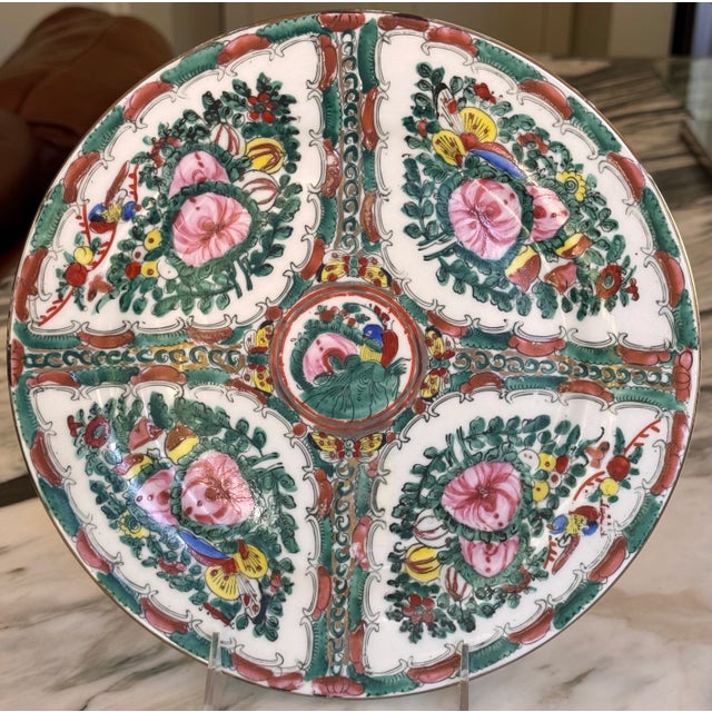 Chinoiserie Vintage Qianlong 10” Famille Rose Plate For Sale - Image 3 of 8