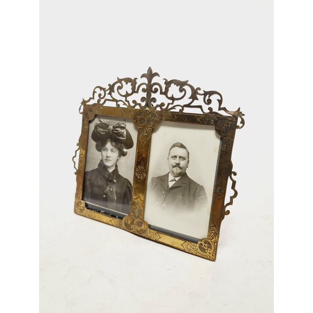 Metal Art Nouveau Diptych Frame, Belgium, 1900s For Sale - Image 7 of 14