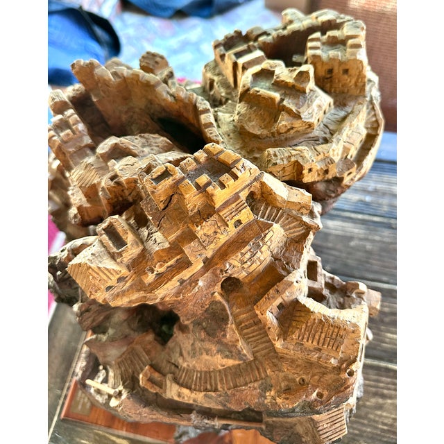 Exceptional Early 20th Century Olivewood Root Architectural Sculpture of Ancient Jerusalem For Sale - Image 14 of 18