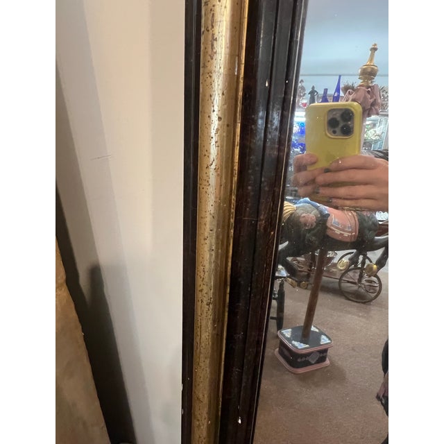 Victorian Mid 19th Century Victorian Gilt Gold and Black Large Pier Mirror For Sale - Image 3 of 12