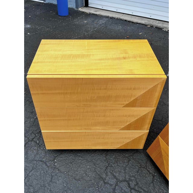 Mid 20th Century Italian Mid Century Modern Pair of Nightstands With Oblique Tapered Façade | Giorgio Collection Italy For Sale - Image 5 of 12