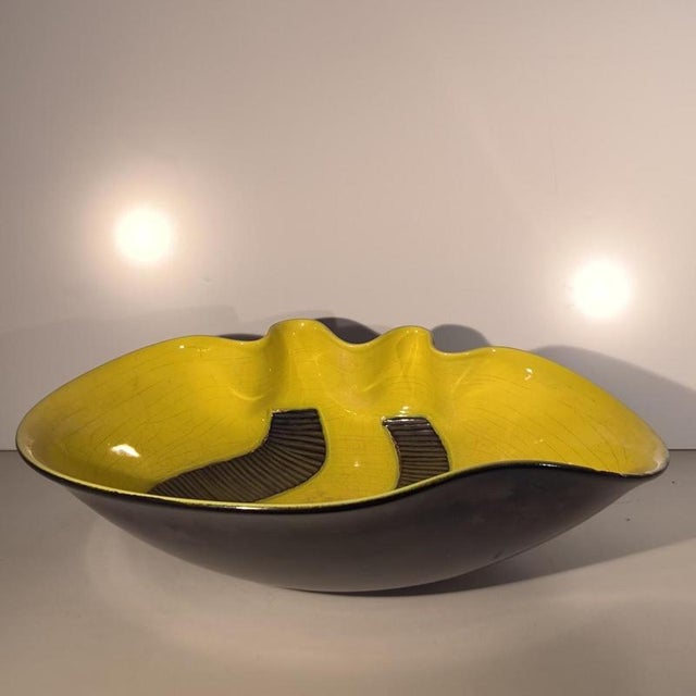 Freeform Cup Yellow and Black Glazed Ceramic by Elchinger, France, 1960 For Sale - Image 13 of 15
