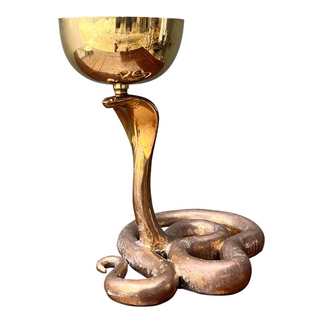 Vintage Polished Brass Cobra Bowl For Sale