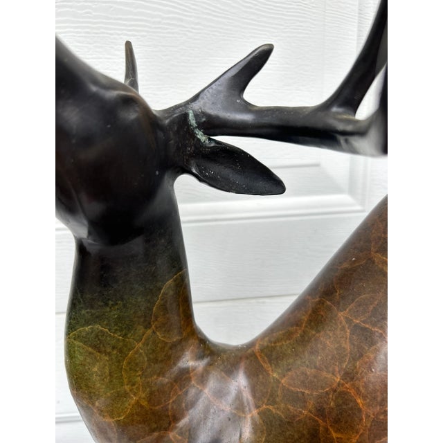 Bronze Large Late 20th Century Bronzed Brass Deer Sculpture For Sale - Image 8 of 11