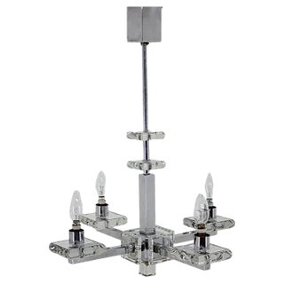 Chrome and Glass Chandelier, 1930s For Sale