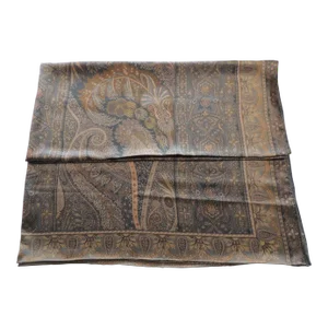Large Square Blue and Brown Satin Paisley Square Table Topper