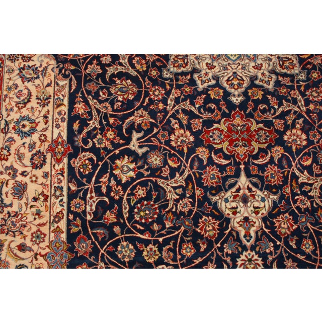 1940s Vintage Isfahan Traditional Blue and Red Wool Persian Rug For Sale - Image 5 of 8