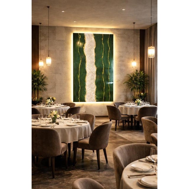 Emerald River Illuminated Wall Art in Natural Quartz Crystals by Sev Art Gallery For Sale - Image 4 of 8