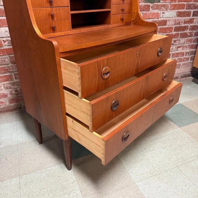 Mid 20th Century Danish Modern Teak Secretary Desk For Sale - Image 9 of 9