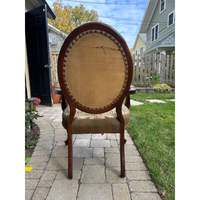 Victorian Antique Parlor Tapestry Armchair For Sale - Image 3 of 9