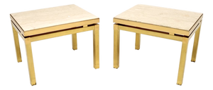 Vintage Italian Brass and Marble Side Tables, 1970s, Set of 2