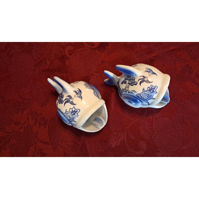 Mid-Century Pair of Blue Willow Personal Ashtray Fish Shaped For Sale - Image 12 of 18