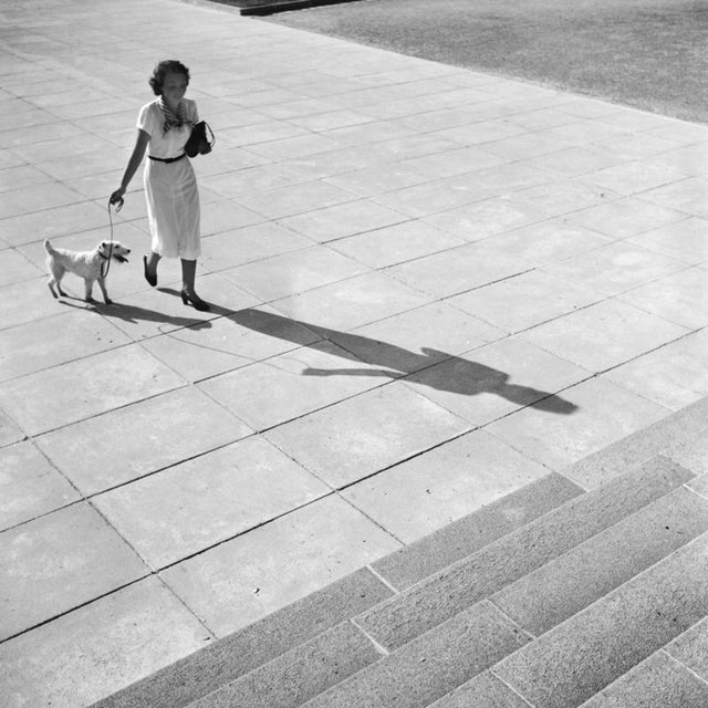 The photographer's note regarding this work is "Woman with a fox terrier crossing a square, Germany 1930s." This work...