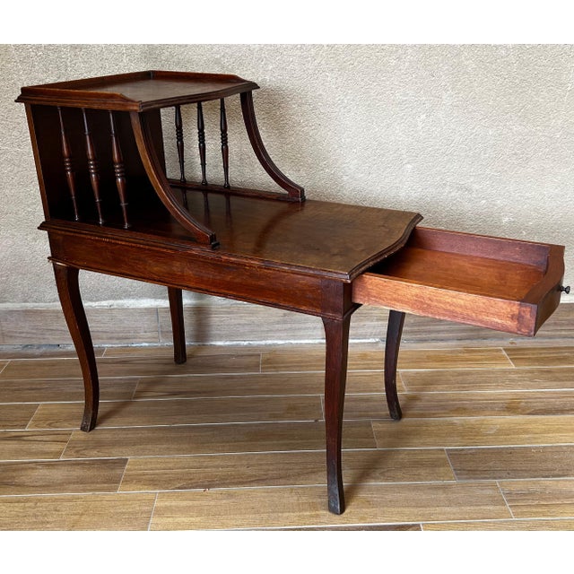 Pair of Early 20th Century Louis XV Two Tier Walnut Nightstands Bedside Tables For Sale - Image 4 of 18