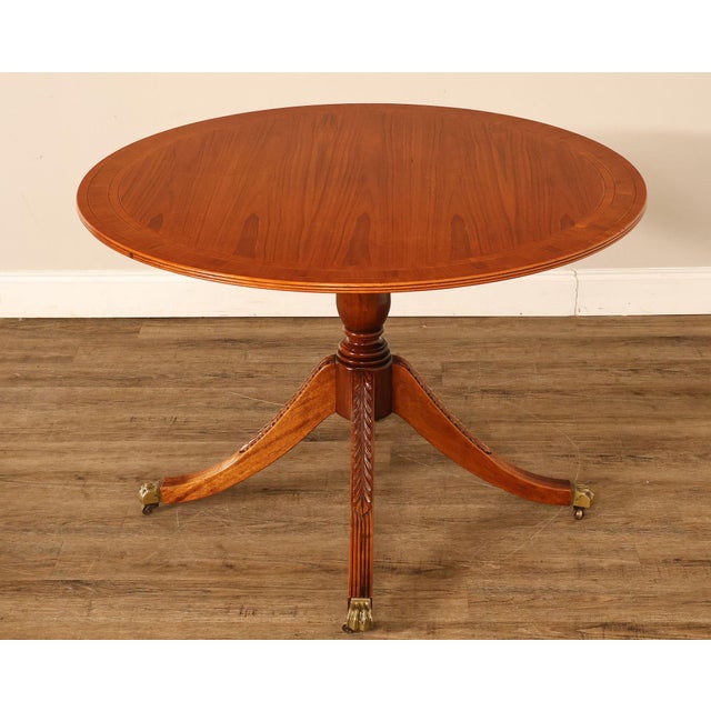 Duncan Phyfe Style Mahogany Round Breakfast Table With Brass Claw Feet For Sale - Image 13 of 18