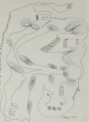 Laura Lengyel Modernist Abstract Ink Drawing, 1964 1964