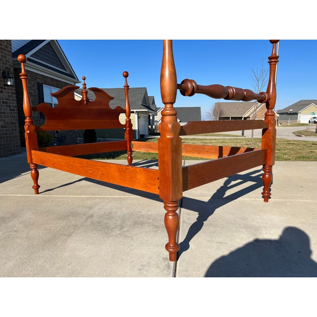 Mid 20th Century Vintage Mid Century Campbellsville Full Size Solid Cherry Cannonball Bed With