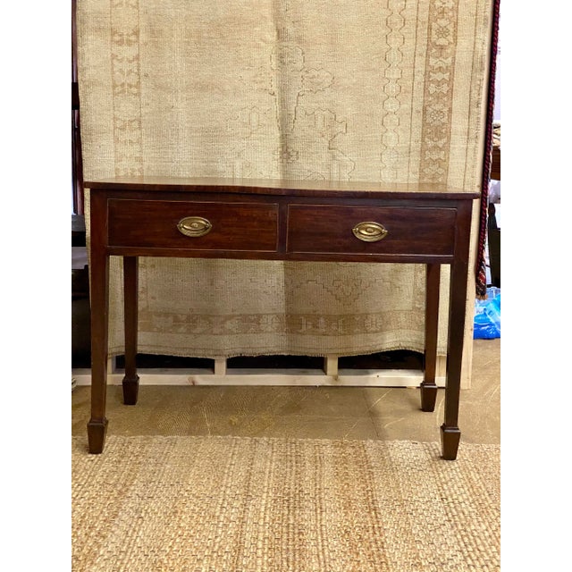 Wonderfull Circa 1820 English 2 Drawer side table. Great patina with ink marks and wear on top. Practical size and works...