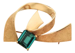 1990s H. Stern Mid-Century 18k Gold Blue-Green Tourmaline Modernist Brooch Pendant