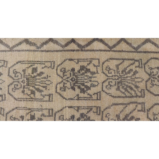 Light Taupe, Gray-Green, and Cream Turkish Tulu Vintage Rug With Latticework For Sale - Image 11 of 13